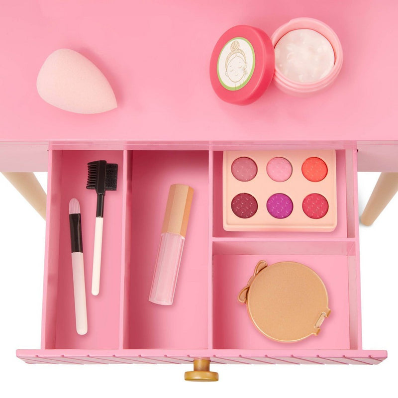 Our Generation Fabulous Fun Pink Vanity Table & Chair Dollhouse Accessory Set for 18'' Dolls
