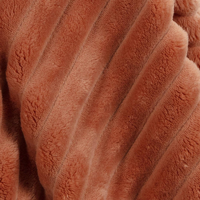 Channeled Plush Throw Blanket Terracotta - Room Essentials: Soft, Midweight, Machine Washable, 50x60"