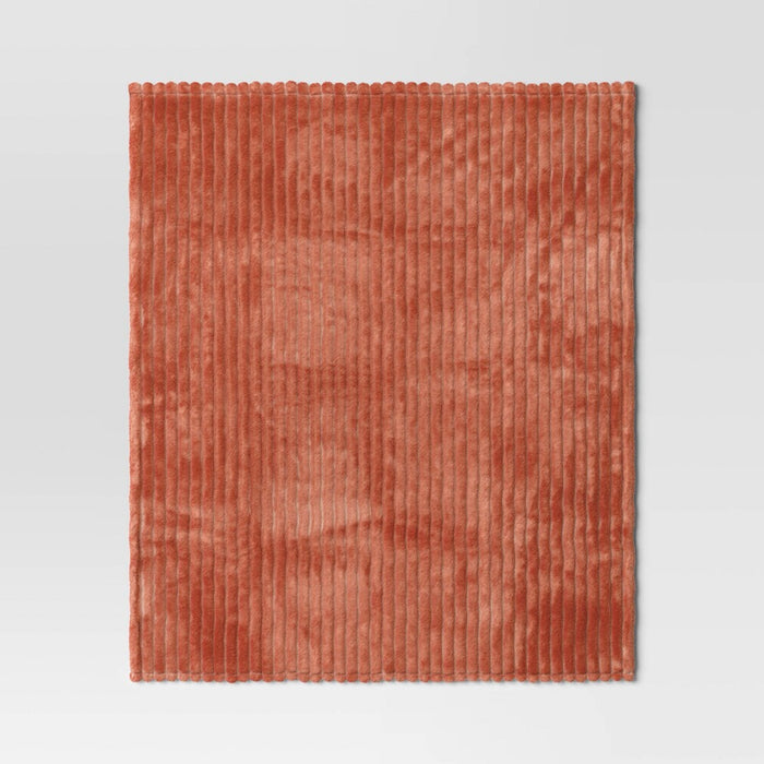 Channeled Plush Throw Blanket Terracotta - Room Essentials: Soft, Midweight, Machine Washable, 50x60"