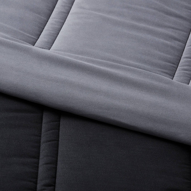 Twin/Twin Extra Long Lofty Microfiber Comforter Black - Room Essentials: Midweight, Plain Weave, Machine Washable
