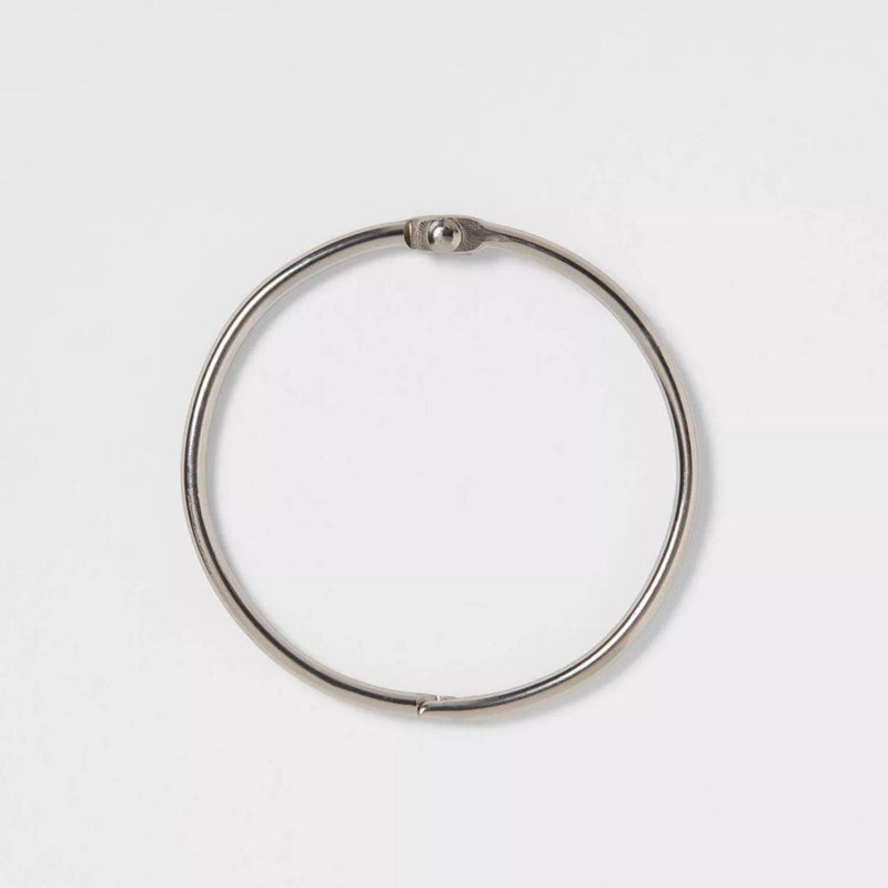 O Ring with 3mm Wire Brushed Nickel - Threshold: Iron Material, Nickel-Plated Finish, Set of 12 Curtain Rings