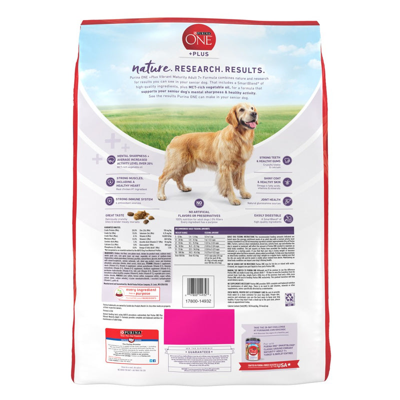 Purina ONE SmartBlend Vibrant Maturity Natural Chicken Flavor Dry Dog Food for 7+ Senior Dogs - 16.5lbs (LOCAL PICKUP ONLY)