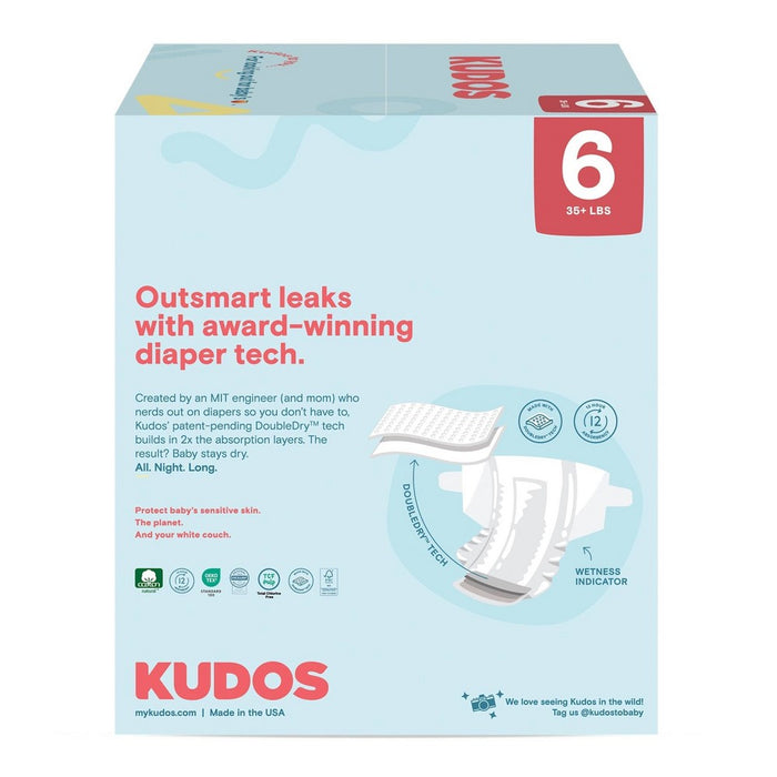 Kudos Chlorine Free Cotton-Lined Disposable Diapers - Size 6 - 36ct