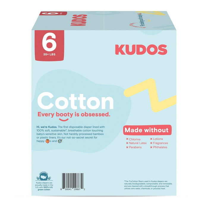 Kudos Chlorine Free Cotton-Lined Disposable Diapers - Size 6 - 36ct