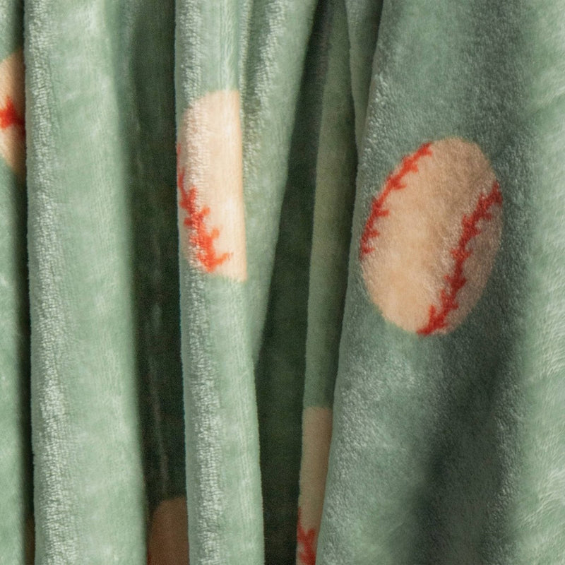 50"x60" Baseball Plush Throw Blanket Green