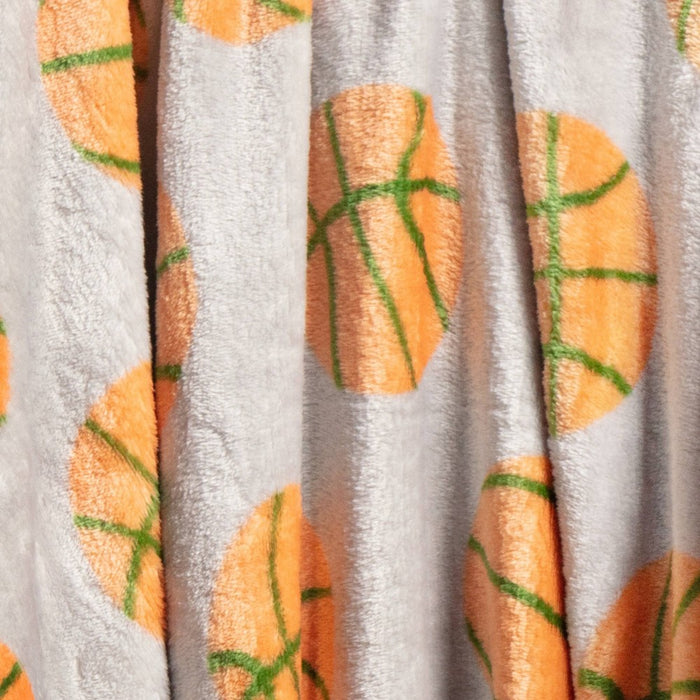 Basketball Plush Throw Blanket Gray