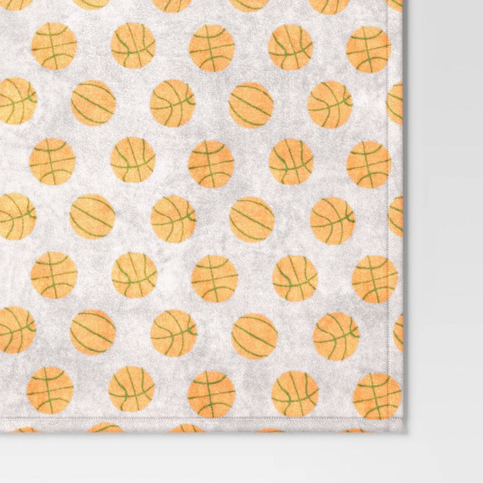 Basketball Plush Throw Blanket Gray
