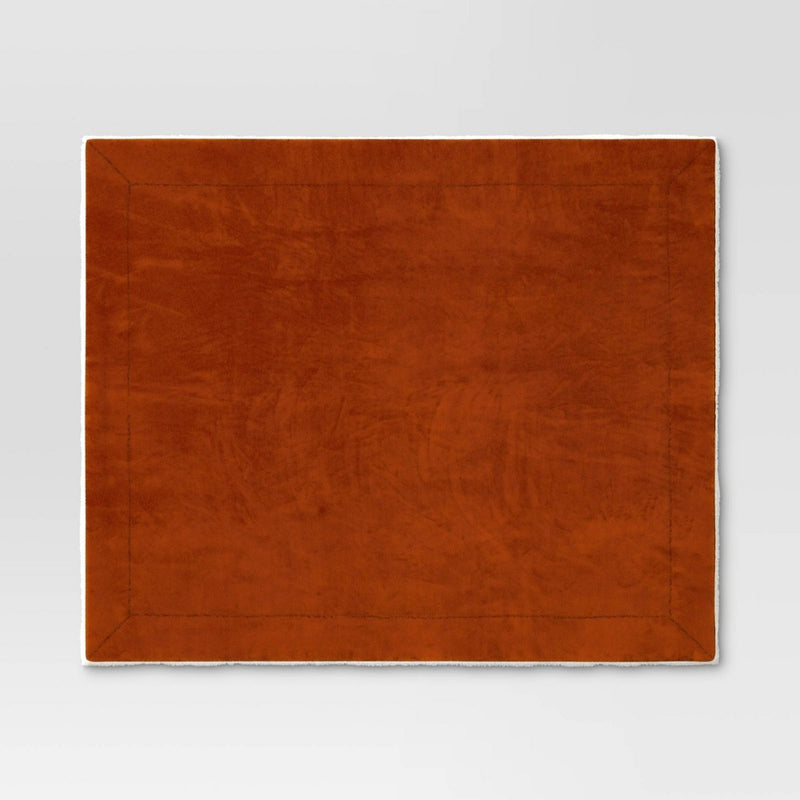 Solid Plush Throw with Faux Shearling Reverse Rust/Orange - Threshold