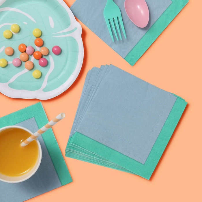 16ct Blue and Green Beverage Napkins