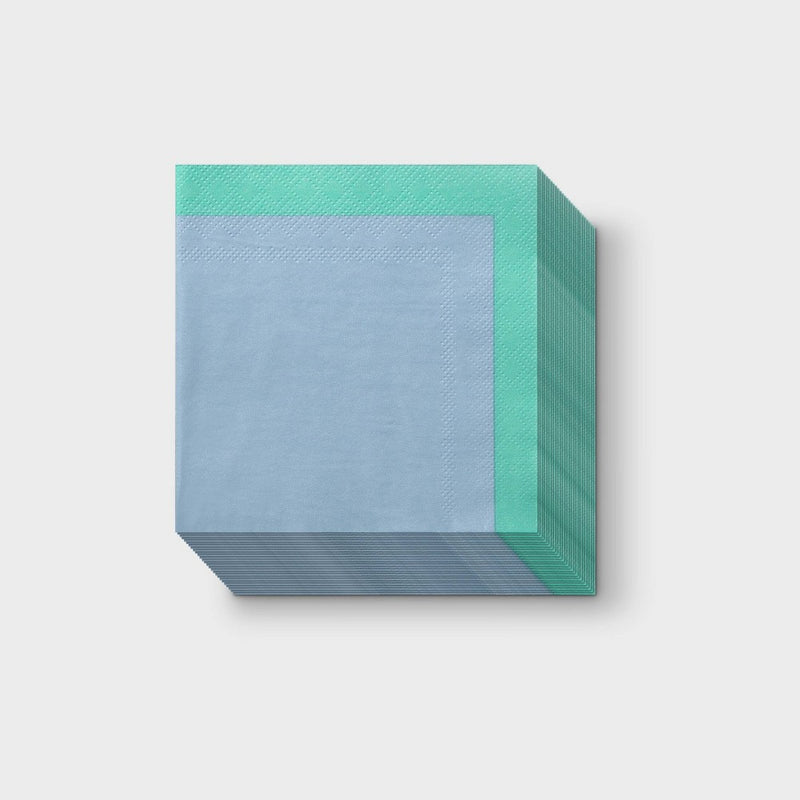 16ct Blue and Green Beverage Napkins