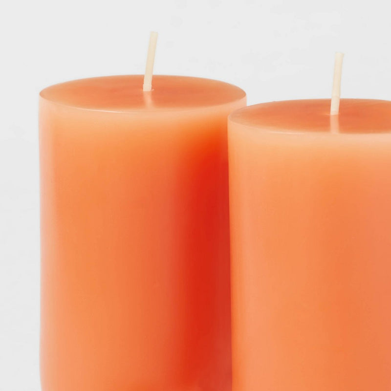 2-Wick Shaped Pillar Candle U Tan - Opalhouse: Ambient Lighting, 35hr Burn Time, Unscented