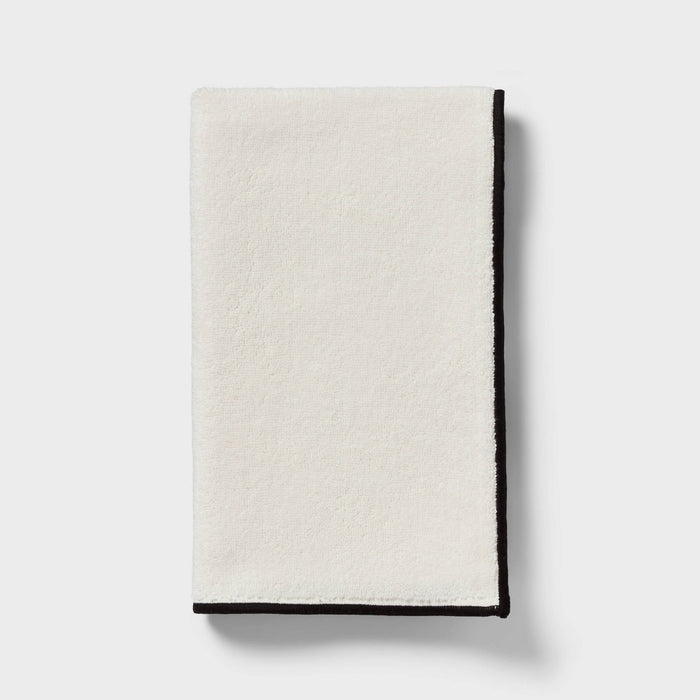 1pc Luxe Border Stitch Hand Towel Black/White - Threshold