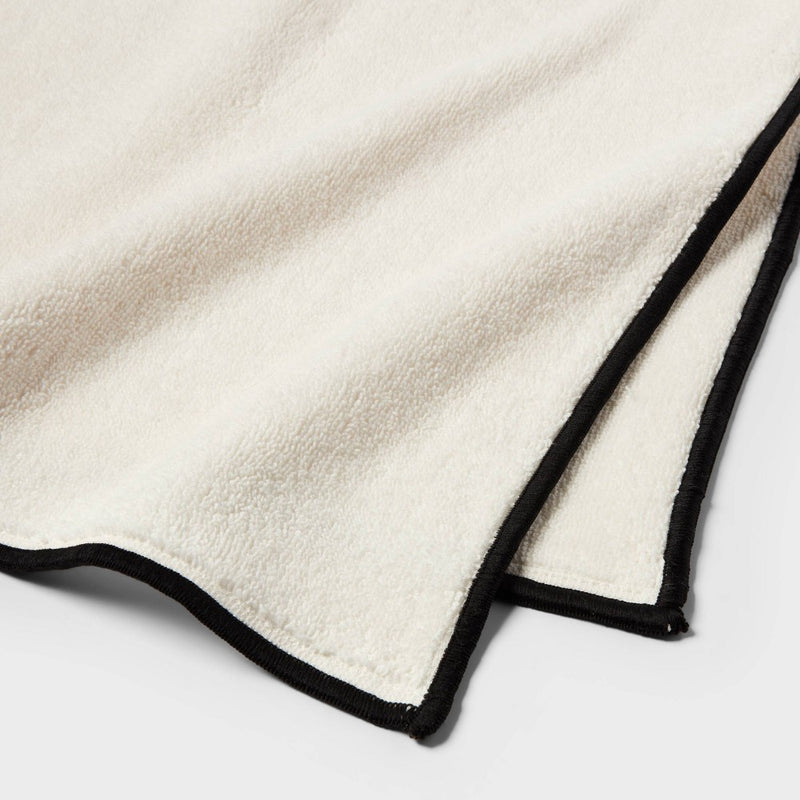 1pc Luxe Border Stitch Hand Towel Black/White - Threshold