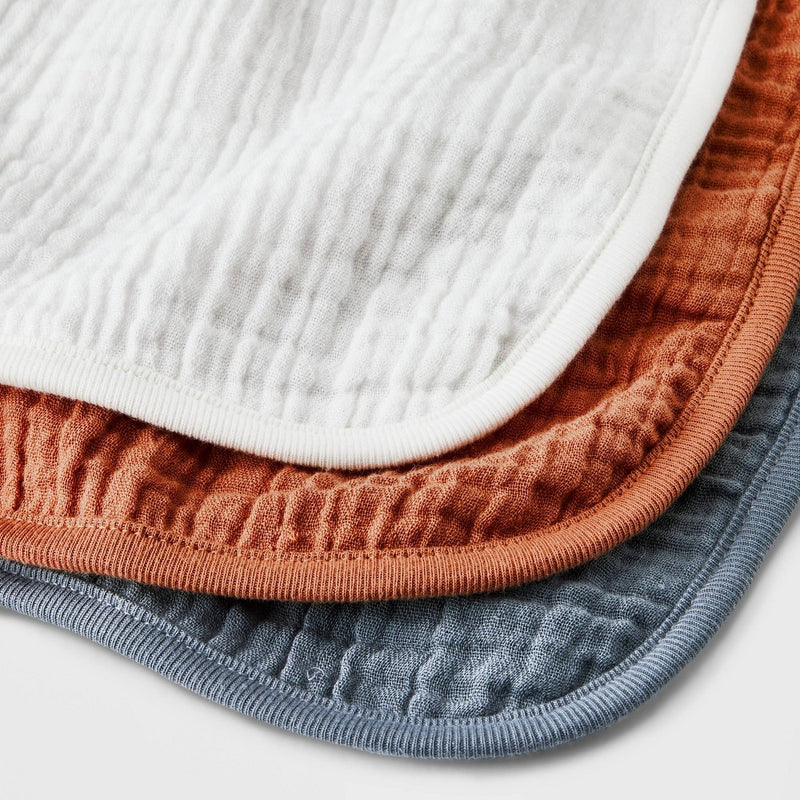 Baby 3pk Basic Muslin Burp Cloth - Cloud Island Orange