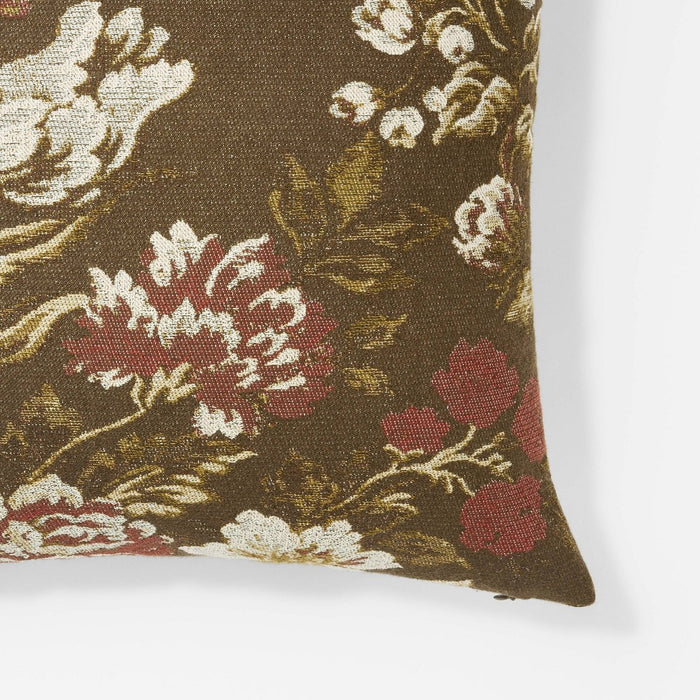 Floral Jacquard Square Throw Pillow Brown/Red/Cream - Threshold designed with Studio McGee