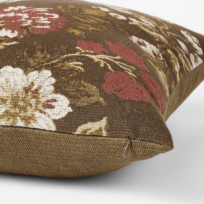 Floral Jacquard Square Throw Pillow Brown/Red/Cream - Threshold designed with Studio McGee