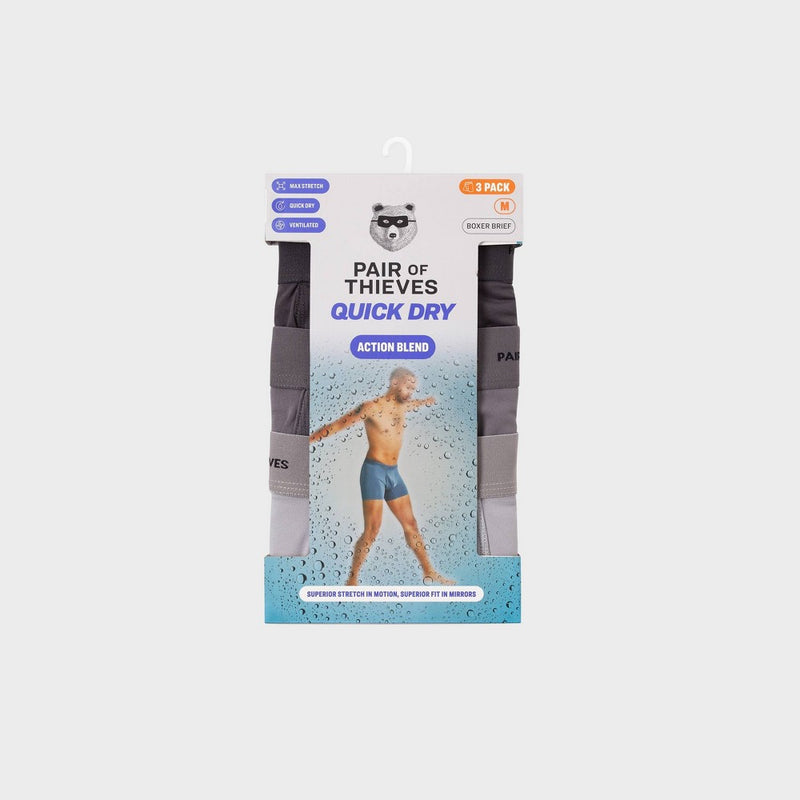 Pair of Thieves Men's Quick Dry Boxer Briefs 3pk - Gray L