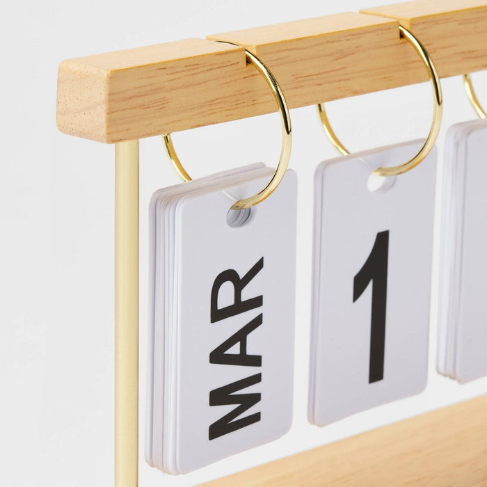 Rubber Wood Desk Calender Natural Wood - Threshold