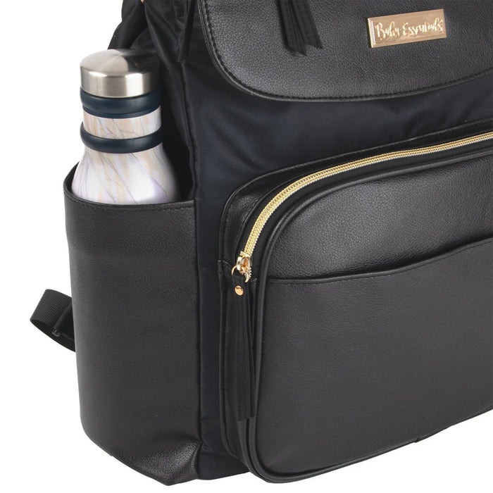 Baby Essentials Vegan Leather Diaper Bag - Black