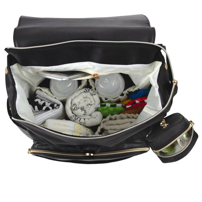 Baby Essentials Vegan Leather Diaper Bag - Black