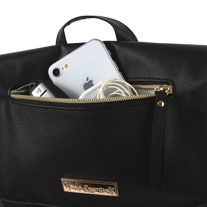Baby Essentials Vegan Leather Diaper Bag - Black