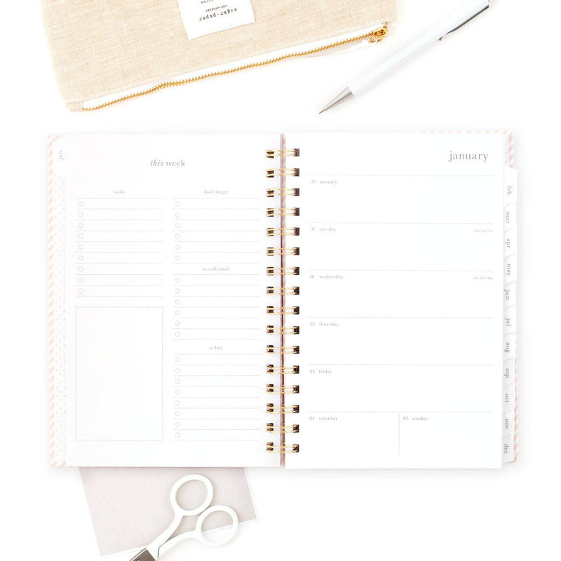 Sugar Paper Essentials 2025 Weekly/Monthly Planner 8.5"x6.5" Pink Stripe