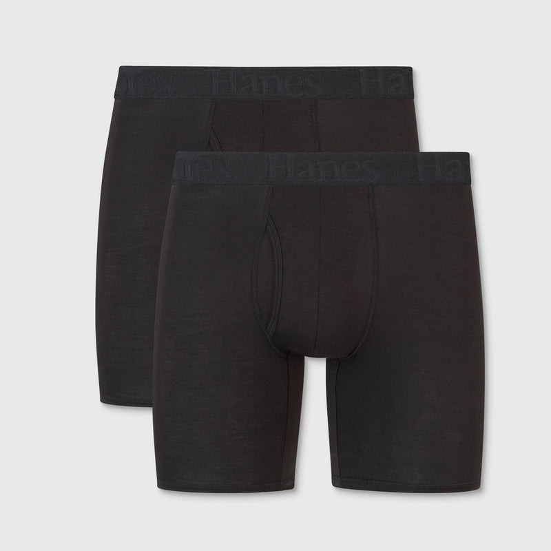 Hanes Originals Premium Men's SuperSoft Boxer Briefs 2pk - Black L