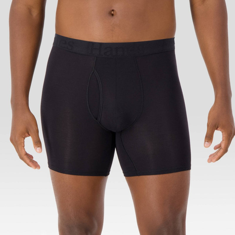 Hanes Originals Premium Men's SuperSoft Boxer Briefs 2pk - Black L