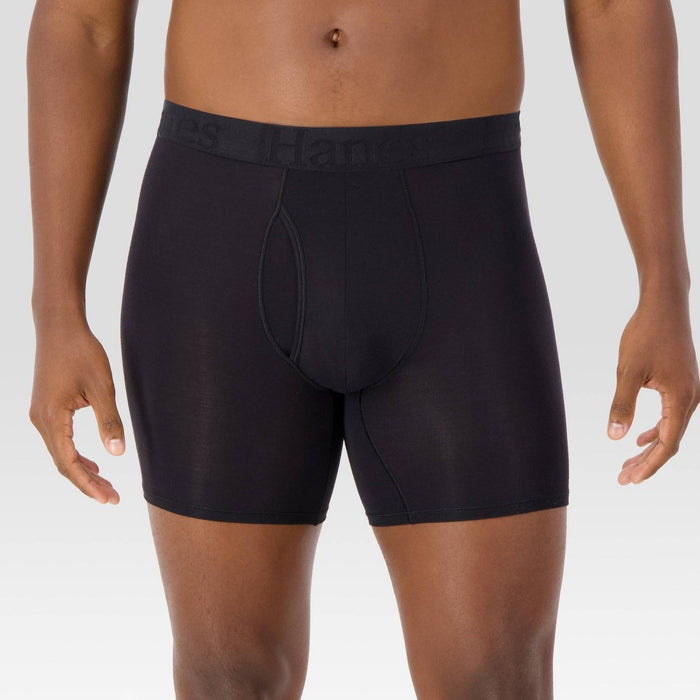 Hanes Originals Premium Men's SuperSoft Boxer Briefs 2pk - Black L