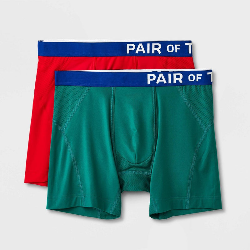 Pair of Thieves Men's SuperCool Boxer Briefs 2pk - Green/Red S *ADD 3 TO YOUR CART & 1 IS FREE!*