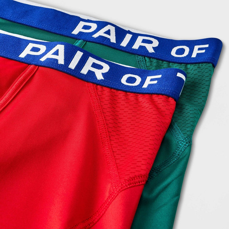 Pair of Thieves Men's SuperCool Boxer Briefs 2pk - Green/Red S *ADD 3 TO YOUR CART & 1 IS FREE!*