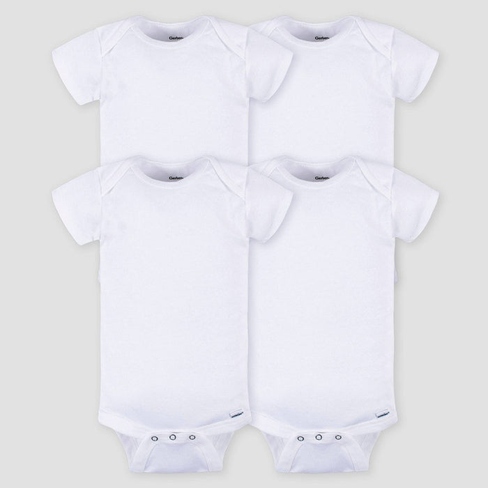 Gerber Baby 4pk Short Sleeve Onesies - White 6-9M