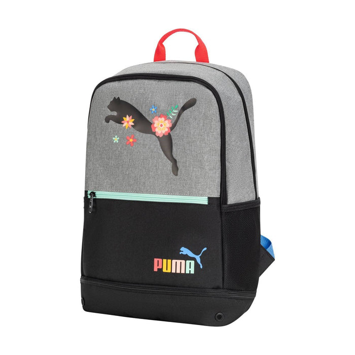 PUMA Kids' Eclipse 18.5" Backpack - Gray/Black/Floral