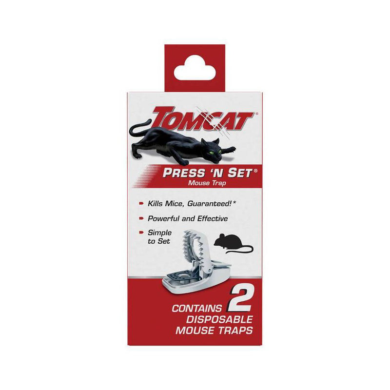 Tomcat 2pk Press 'N Set Mouse Trap: Easy-to-Use, No Assembly Required, Indoor & Outdoor Rodent Control