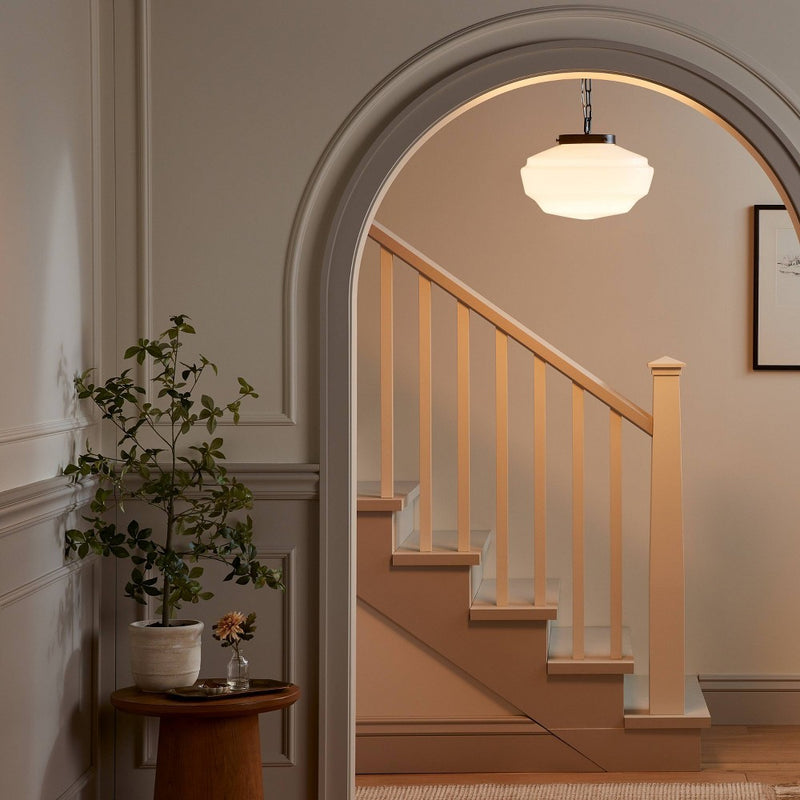 Milk Glass Adjustable Pendant Ceiling Light Black Finish - Hearth & Hand with Magnolia: UL Listed, Iron Body, E26