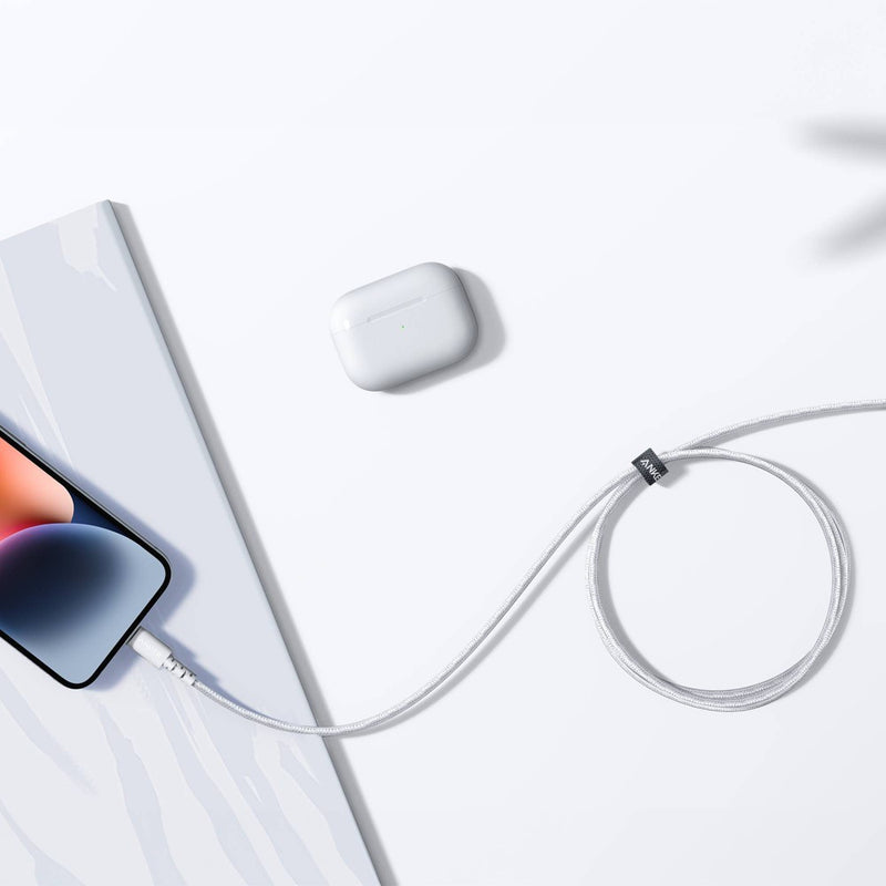 Anker 10' Braided Lightning to USB-A Charging Cable - White