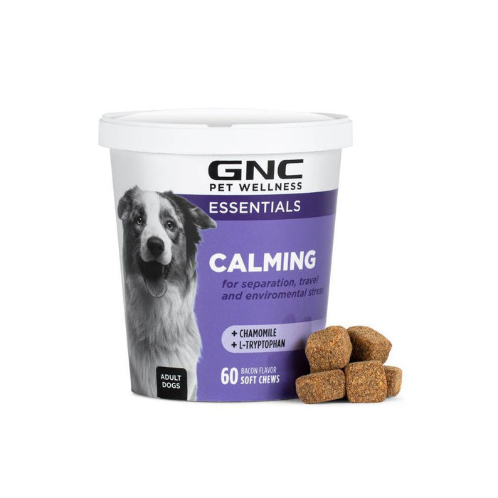 GNC Pet Wellness Essential Calming for Seperation, Travel & Environmental Stress Dog Soft Chews - Bacon - 60ct