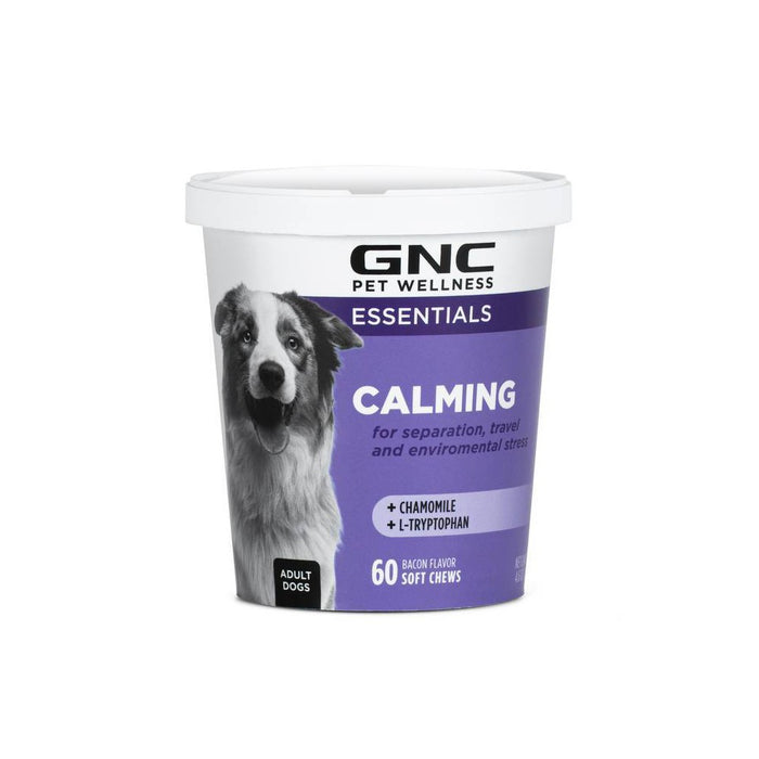 GNC Pet Wellness Essential Calming for Seperation, Travel & Environmental Stress Dog Soft Chews - Bacon - 60ct