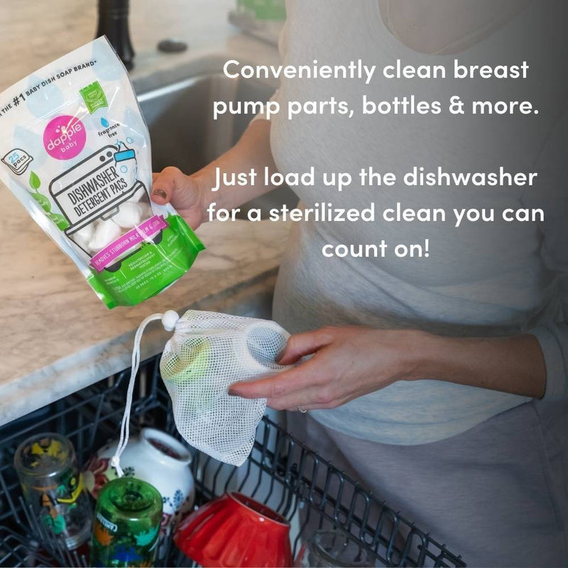 Dapple Dish Pods and Dishwasher Bag Kit - 15 Pods with 2 Reusable Dishwasher Bags