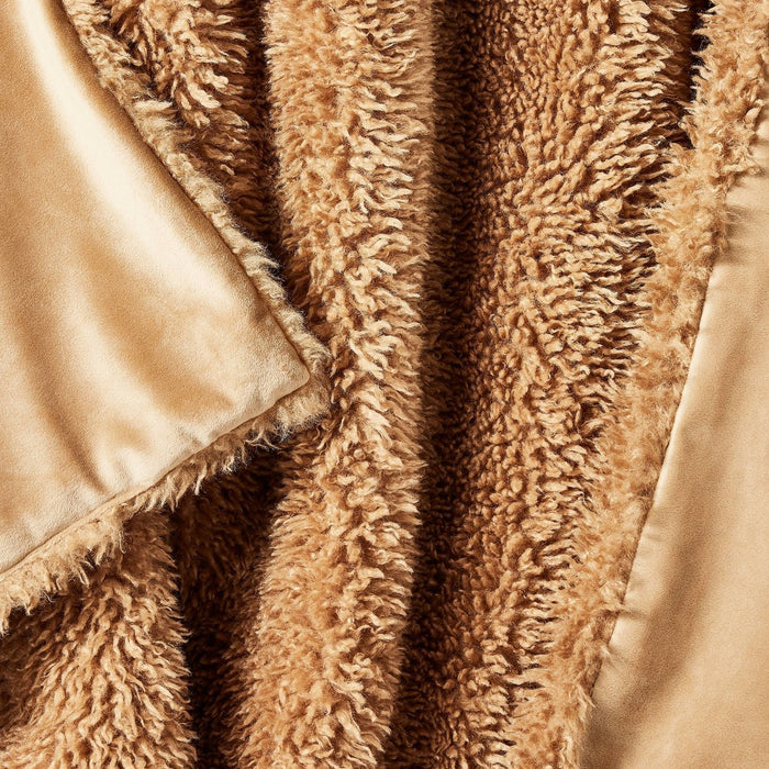 Faux Fur Throw Blanket Dark Tan - Threshold designed with Studio McGee