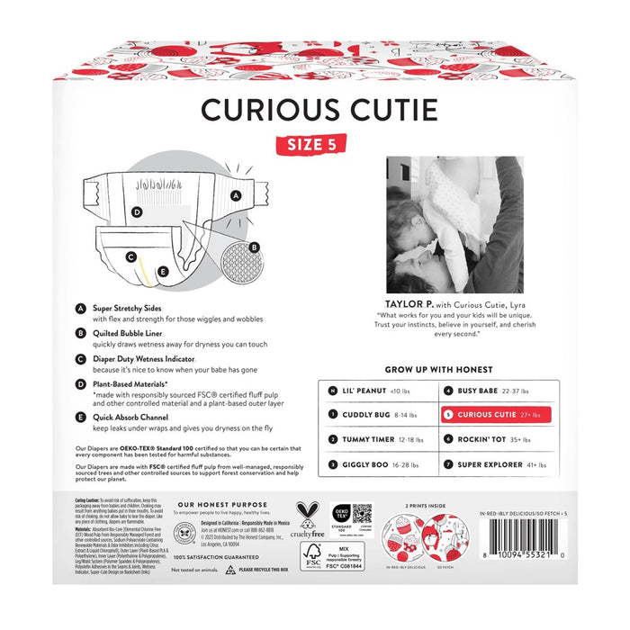 The Honest Company Clean Conscious Disposable Diapers In-RED-Ibly Delicious & So Fetch - Size 5 - 44ct