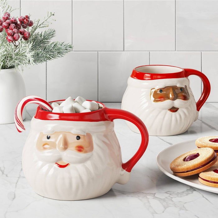 17oz Christmas Stoneware Figural Santa Face Mug - Wondershop