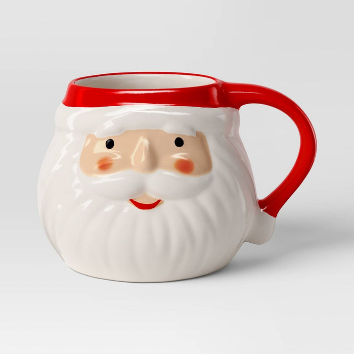 17oz Christmas Stoneware Figural Santa Face Mug - Wondershop