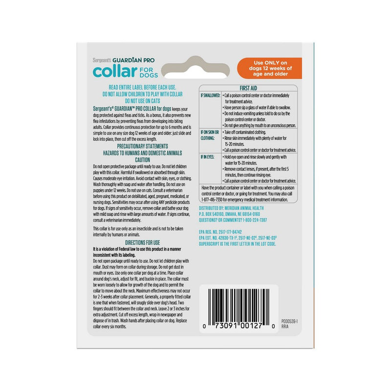 Sergeant's Guardian Pro Flea & Tick Treatment Collar for Dogs