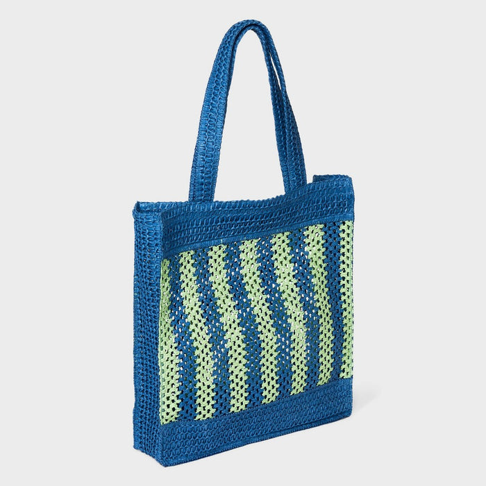 Striped Straw Crochet Tote Handbag - Universal Thread Blue/Green