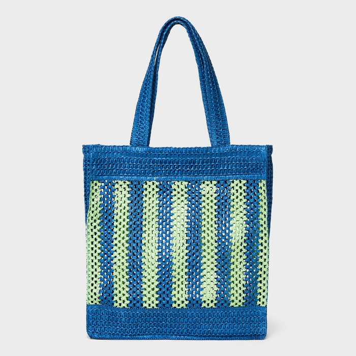 Striped Straw Crochet Tote Handbag - Universal Thread Blue/Green