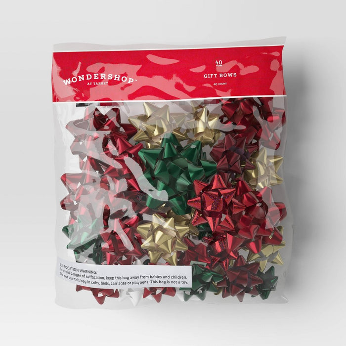 40ct Christmas Decorative Bow Red/Green/Gold - Wondershop
