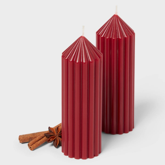 Set of 2 Holiday Hearth Pillar Candles - Threshold