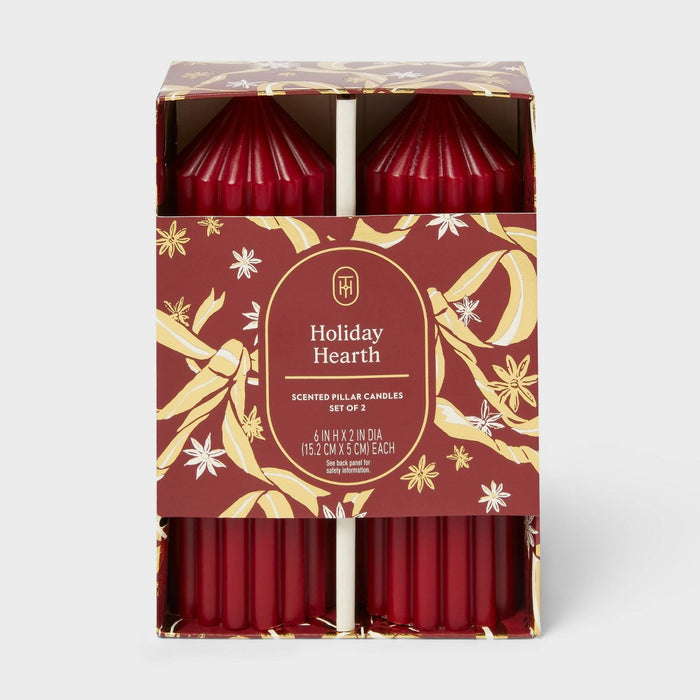 Set of 2 Holiday Hearth Pillar Candles - Threshold