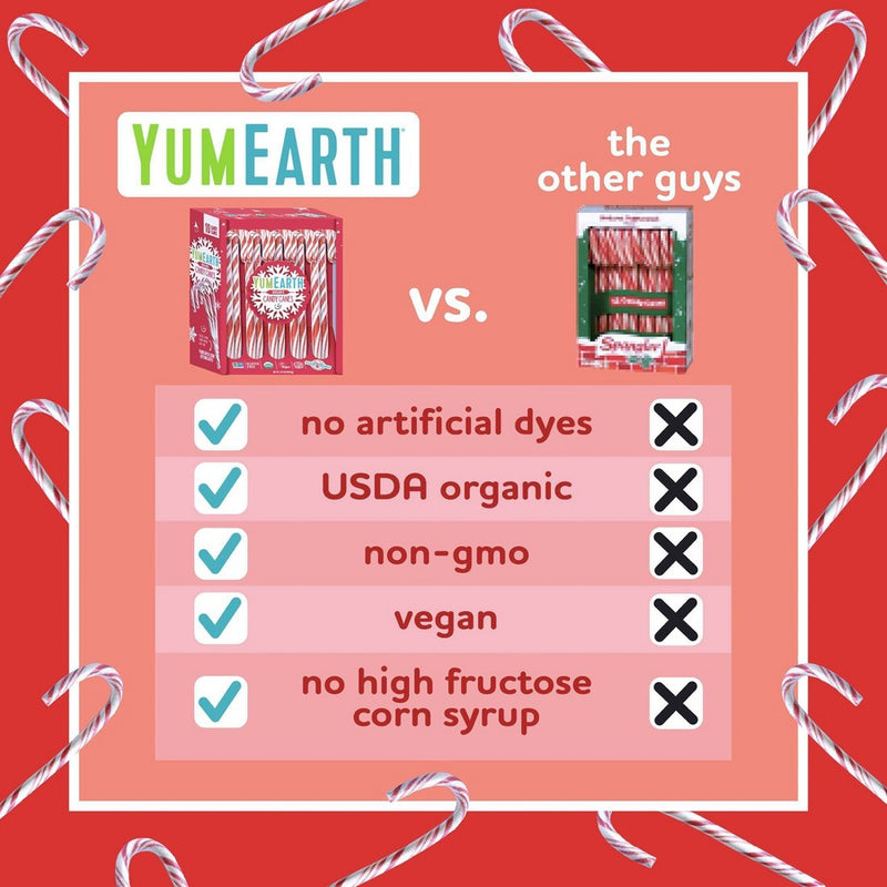 Yum Earth Christmas Candy Canes - 4.94oz/10ct